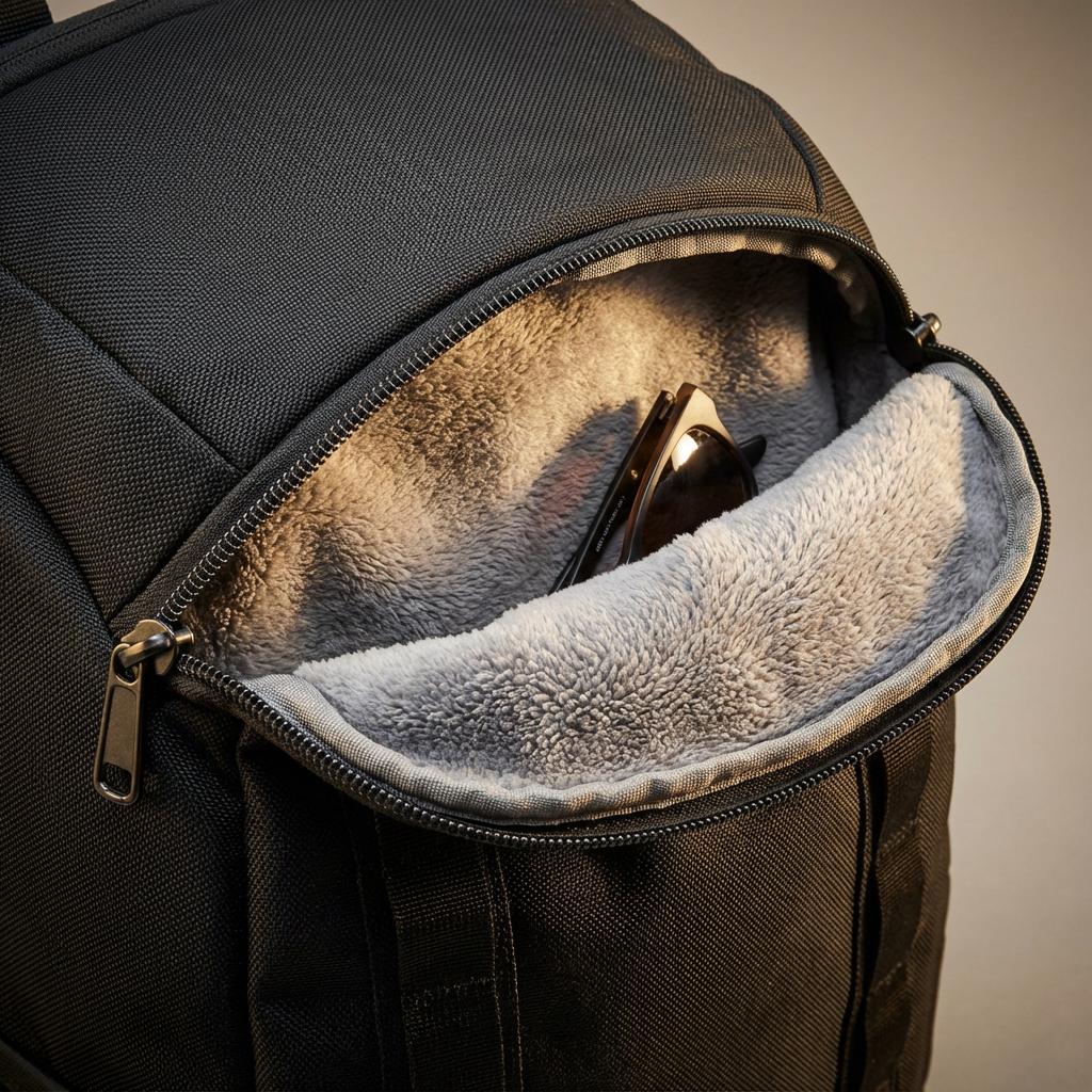 Fleece-Lined Sunglasses Pocket