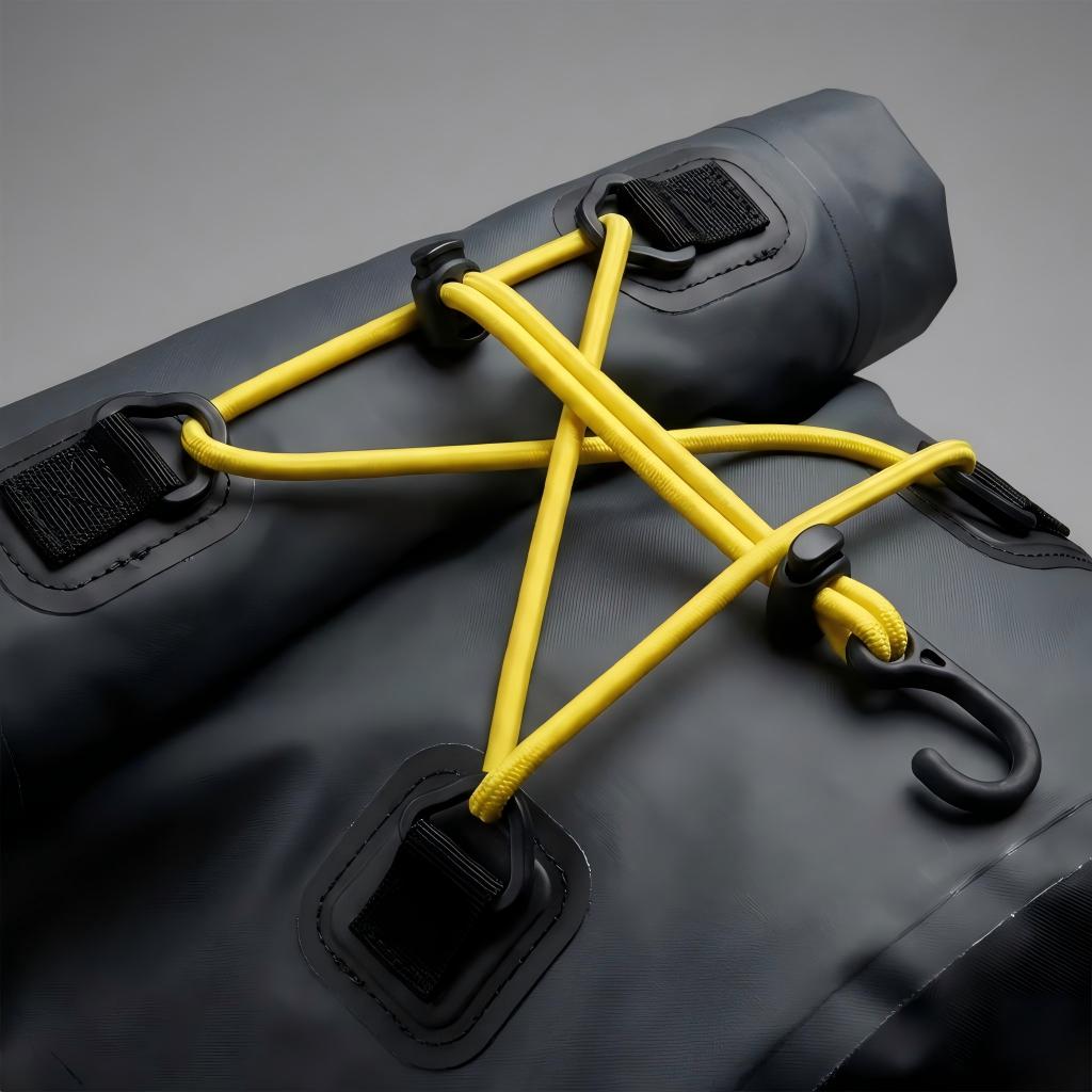 external bungee cord storage on waterproof tool bag
